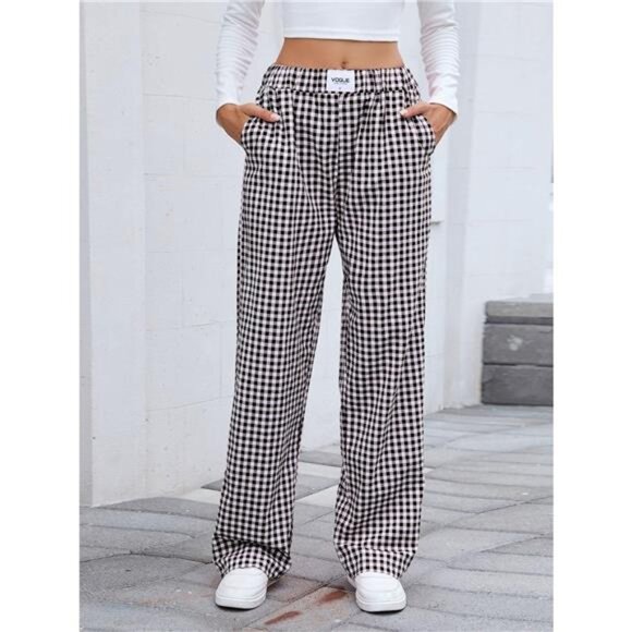 Plaid Wide Leg Casual Pants - Picture 11 of 13